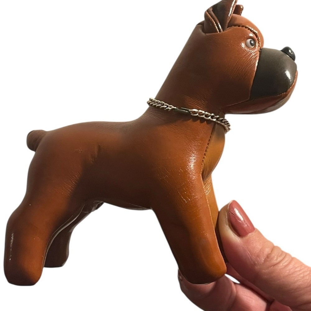 Vintage Tomi Boxer Dog W Collar Leather Stuffed Plush Toy 60s